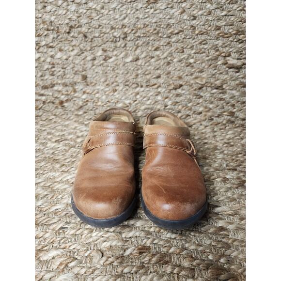 Women's Clarks Angie Mist Brown Leather Comfort Clogs Size 7 M Cushioned - Picture 3 of 11